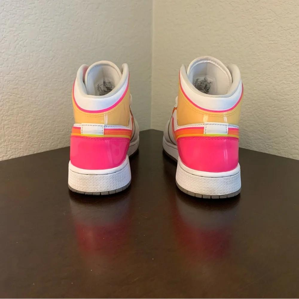Nike Air Jordan 1 Mid GS Edge Glow Pink Orange Yellow Multicolor CV4611-100 7Y I